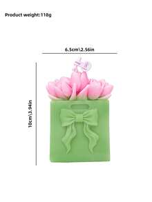 1pc Tulip Scented Candle Decoration With Bow Design, Bow Gift Design - Holiday Gift, Indoor Deodorizing Fresh And Long-Lasting Aroma Therapy Candle, Valentine's Gift, Autumn, Christmas, Winter, Holiday Gift - Tulip Bouquet - Scented Candle - View 9