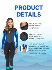 HISEA 3.0毫米厚女士全身潜水服；成人长袖保暖泳衣；通用无垫水母潜水服 - 彩色 - 查看 7