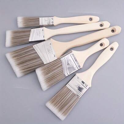 Conjunto de 5 Pincéis Angulados - Cerdas Macias, Resistentes a Desprendimento - Ideal para Tinta Látex e Pintura de Parede - A Ferramenta Definitiva para Renovação Doméstica