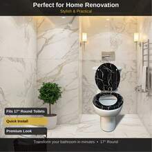 1pc Black Marble Pattern Toilet Seat, Fashion Design Universal Toilet Lid Cover For Bathroom - A - View 8