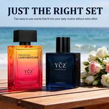 Ycz Eau De Parfum Ocean Fire Perfume Set, 1.7oz(50ml) Bottled 2pcs Men'S Luxury Perfume - Oriental Fresh And Long Lasting Floral Scent For Dating, Made For Men Valentine's Day Gift, Christmas Gifts - 海洋之謎 - 查看 3