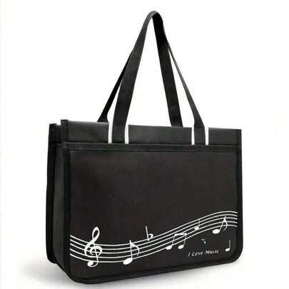 1pc Music Note Sheet Music Bag, Large Capacity Waterproof Sheet Music Bag, Shoulder Handbag, Music Student Teacher Commute Storage Bag, Music Learning Travel Universal Music Note Bag, Suitable For Sheet Music, Instrument, Piano Score, Music Accessories, Durable Material With Large Capacity, Washable And Easy To Clean, Used For Book Bag, Commute Tote, Music Class Supplies, Work Commute, Travel Bag, Birthday Gift, New Year Gift, Christmas Gift, Holiday Gift, Gift For Friends, Performance Event, Back To School Gift