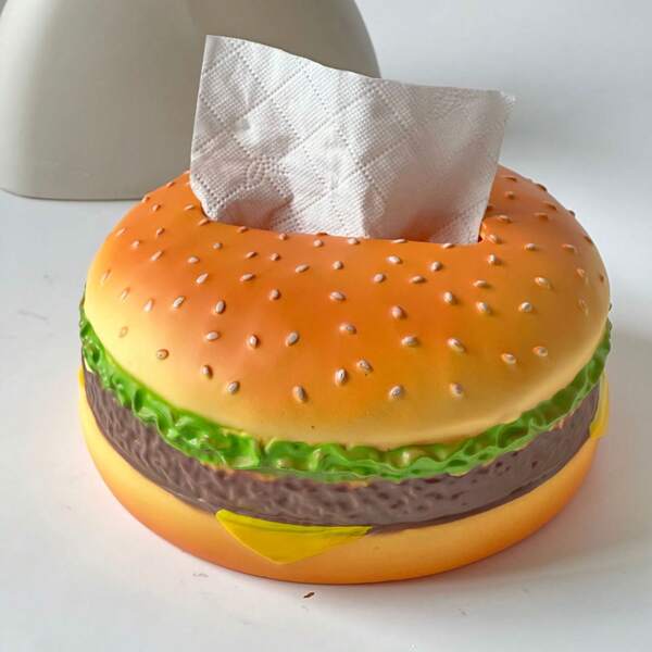 1 Pc Ins 3D Simulation Burger Tissue Box Waterproof Baking Varnish Dustproof Versatile For Tea Table Bar Desk B&B Decor Niche Home Storage Ornament For Spring Renewal Folk Festival,Storage,Kitchen Accessories,Storage Organizer,Room Decor,Holiday Essential,Bathroom Accessories