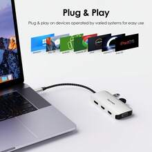 Laptop Docking Station For Multiple Monitors,USB C Hub With 2x4K HDMI+DP+VGA,Plug And Play,Extend 4 Displays,Works With Apple Devices & Windows/Linux - View 8