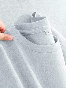 Plus Size Short Sleeve Loose 100% Pure Cotton Graphic Tee, Oversized Women's Soft, Summer Top For Women - 灰色 - 查看 2