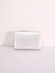 Versatile Resin Rhinestone Small Square Clutch Bag - Beige - View 5