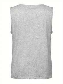 Beach Palm Tree Print Men'S Tank Top, Men'S Cotton Crew Neck Sleeveless Tank Top, Casual Graphic Top For Outdoor, Men'S Clothing - 白色 - 查看 6