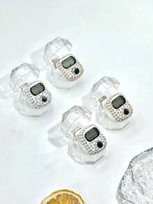 4pcs 1013 Rhinestone Finger Ring Tally Counter, Portable Digit Counter, People Flow Counter, Transparent Gift Box - Transparent Gift Box - View 6