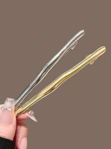 1pc Minimalist Metal Arched Hair Clip, Spring Clamp Hairpin For Bun Updo - Multicolor - View 4