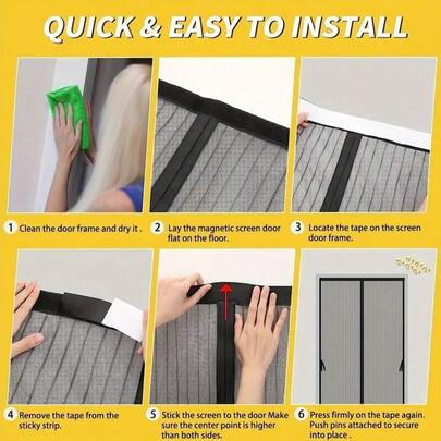 1pc Easily Installed Magnetic Screen Door - Prevents Bug Invasion, Draws In Fresh Air | Self-Sealing, Heavy Duty Mesh Curtain Suitable For All Seasons | Perfect For Bedroom And Home Decor, Partition, Screen Door 90x210cm