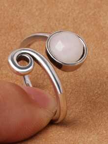 1 件锌合金复古镀银紫色宝石开口戒指，男女通用珠宝 - 紫色 - 查看 10