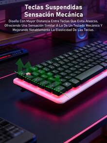 Conjunto de teclado y mouse para juegos  Teclado mecánico táctil Mouse 1000DPI ajustable Sincronización de luz de fondo colorida general Plug and play Primera opción para principiantes en deportes electrónicos - Ver 6