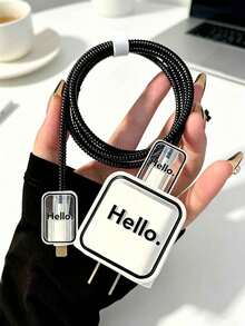 5个装 Hello 卡通造型数据线保护套，适用于苹果 14 Plus 充电线及 18W/20W 适配器 - 彩色 - 查看 4