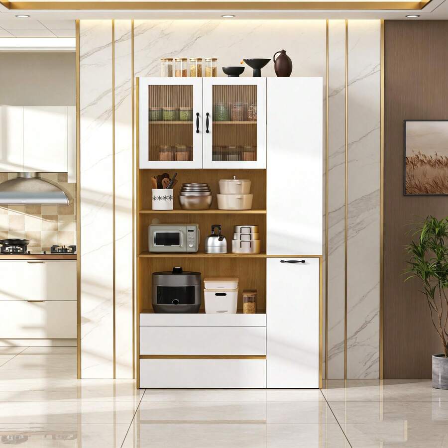 Armadi - Bianco+Naturale+MDF - Visualizzare 1