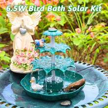 6.5W Solar Bird Bath Fountain, 3-Tiered Waterfall With 9 Water Streams, DIY Detachable Solar Pump Lightweight Resin Plastic For Garden Outdoor Bird Feeder Decor,Garden Stuff,Gardening Supplies - Dark Green - View 6