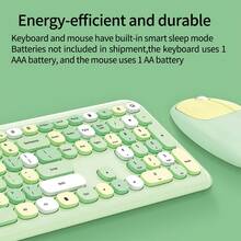 MOFii 666 2.4G Silent Wireless Keyboard & Mouse Combo, 110 Full-Size Retro Round Keys Cute Girly Style Office Peripherals, Includes USB Receiver, Compatible With Desktop & Laptop, Batteries Not Included - View 8