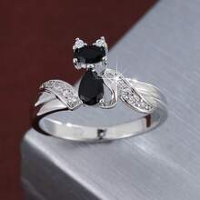 1pc Cute Cat Shaped Cubic Zirconia Inlaid Ring For Women - Multicolor - View 18