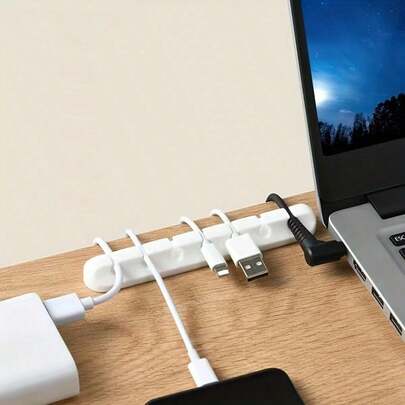 4 piezas de clips de cable de silicona autoadhesivos (2 de cinco orificios + 2 de tres orificios), organizador de cable de ratón, caja de almacenamiento de auriculares, cable de carga de teléfono, clips de gestión de escritorio, caja organizadora de cables de silicona, adecuado para computadora de escritorio, almacenamiento de escritorio multifuncional