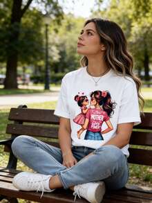 White Mother And Daughter T Shirt With Pink Dress And Flower Hair Design Best Mother What Is My Super Power Text For Family Love Moments - trắng - Xem 3