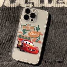 Miniso 1个迪士尼皮克斯《赛车总动员》闪电麦昆沙漠公路设计手机壳，兼容iPhone 17/17 Pro/17 Pro Max/17 Air/16/15/14/13/12/11/X系列，iPhone 17 Pro Max手机壳，iPhone 17 Pro手机壳，iPhone 17手机壳，送给女朋友的圣诞礼物 - 透明的 - 查看 4