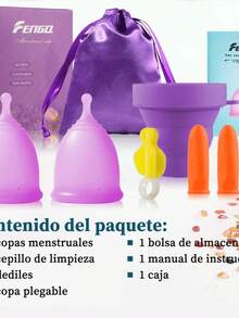 2 Copas Menstrual /bolsita/caja/ Certificada Fda  Fengq - Púrpura - Ver 2