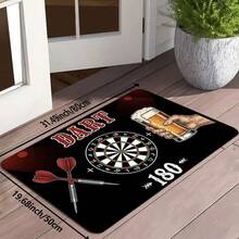 1pc Dart Theme Printed Floor Mat, Dart Board & Beer Creative Pattern Design, Home Entertainment Decorative Mat, Non-Slip Bottom, Flexible Wear-Resistant & Dirt-Resistant Material, Machine Washable, No Fading Or Deformation - Multicolor - View 9