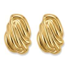 Damen Edelstahl strukturierte Ohrstecker, goldene wellige gekräuselte asymmetrische Hängeohrringe, Alltagsschmuck, Feiertagszubehör - Gold - Übersicht 12