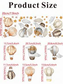 1 Set (4 Sheets ) Hot Air Balloon, Cloud, And Star Wall Stickers Removable, Waterproof, PVC Material - Suitable For Living Room, Bedroom, Teenager Dormitory, Self-Adhesive Removable Wall Sticker, And Home Wall Decoration - 2030QT33 - View 7