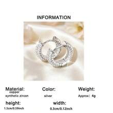 2 chiếc khuyên tai tròn Zirconia thời trang thanh lịch tinh tế lãng mạn, thích hợp cho phụ nữ đeo hàng ngày hoặc làm quà tặng Ngày của Mẹ - E317 - Xem 10