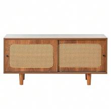 Rattan Sideboard Set For Living Room: Combination Of Rattan Chest Of Drawers And Shoe Rack, Walnut Color. - Redwood - View 5