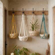 1 buc. Suport pentru plante Macrame, coș de jardinieră suspendat în stil boem, plasă pentru ghiveci de flori țesută manual - excluzând plantele în ghiveci - Multicolor - Vizualizare 3