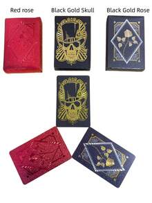 一套玫瑰图案的扑克牌，PVC防水材质，饰有玫瑰和骷髅图案，非常适合节日派对游戏。 - 彩色 - 查看 3