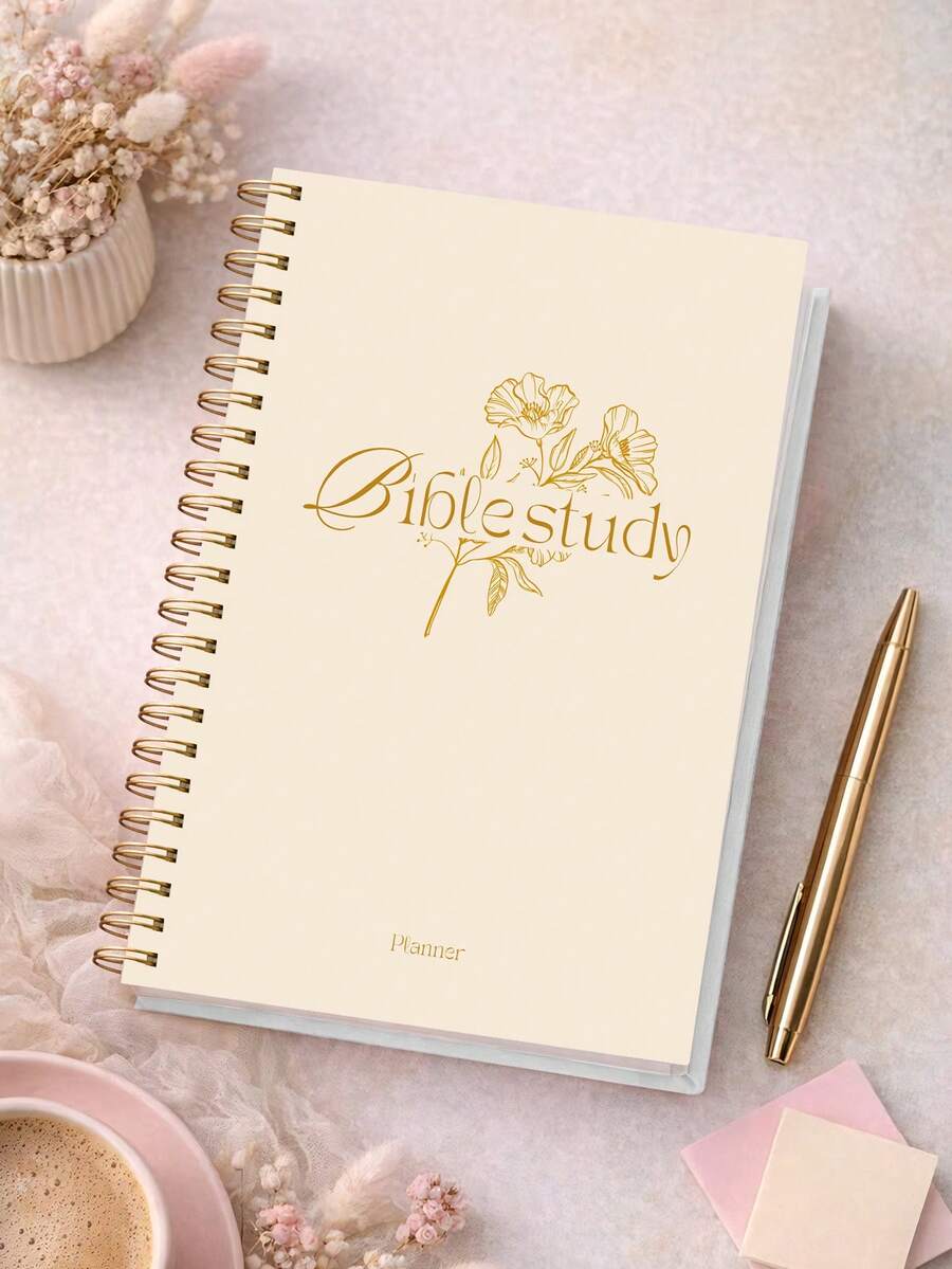 1 A5 52-Week Bible Study Journal Notebook, Easy-To-Use Bible Study Notes And Daily Reading Plan, Suitable For Women And Men, Faithful Friend Gift, School/Office Supplies