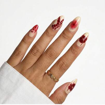 美甲底贴 24片/套 法式美甲 中号杏仁形美甲贴片 节日必备 Y2K 风！蝴蝶结美甲贴片，适合演唱会、锐舞派对等节日场合，节日装饰美甲套装，包含1个迷你指甲锉和1张粘性贴片，送给女性和女孩的礼物