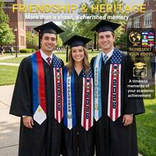 Graduation  2026 Unisex Graduation Sash Class Of 2026 Graduate S Gift Premium Graduation  For International Graduates-6.45"Width X 70.8"Length - Honduras & American - View 3