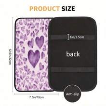 1件粉色/紫色爱心印花汽车扶手套，中央扶手保护套，女士汽车内饰装饰 - 多彩印花 - 查看 8