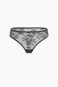 Bisouelle 3条装花卉蕾丝内裤，性感内衣 - 黑色 - 查看 6