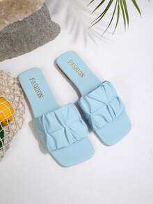 Women's Flip Flops, Non-Slip Soft Bottom Casual Slippers, Summer Outdoor Beach Sandals, Fashion Square Toe Slides - Baby Blue - View 8