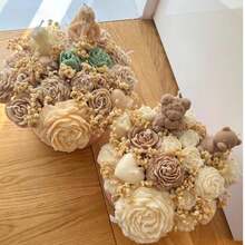 Khuôn silicon hình hoa mẫu đơn và hoa hồng 3D - Khuôn hình hoa sống động như thật, thích hợp để làm nến thơm thủ công, xà phòng thủ công và các sản phẩm thủ công bằng thạch cao dùng trong liệu pháp hương thơm. - khuôn silicone trắng - Xem 4