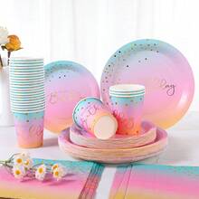 Bộ đồ dùng ăn uống sinh nhật chấm bi mềm mại, đĩa, cốc và khăn giấy dùng một lần kích thước 7/9 inch, thích hợp cho tiệc sinh nhật, tiệc lễ hội, họp mặt, dã ngoại, lễ kỷ niệm, tiệc cưới, tiệc trà, lễ tốt nghiệp, đồ dùng tiệc dùng một lần. - Nhiều màu - Xem 4