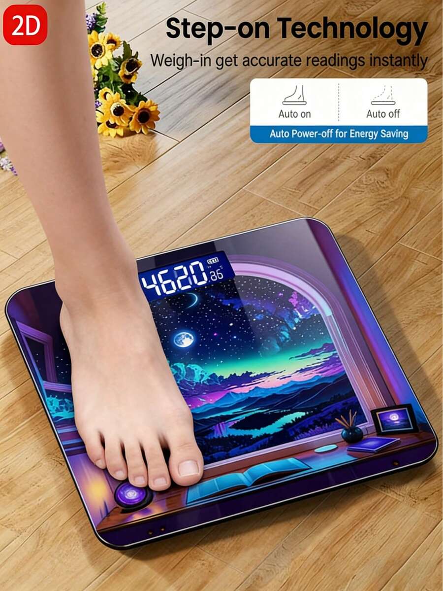 Digital Body Weight Scale With One-Touch Measurement Technology, Thick Tempered Glass LED Bathroom Scale, Digital Scale For Weight Loss, Gift
