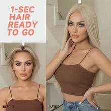 ROALYUV Lace Front Long Straight Layered Wig With Blonde Highlights For Women, Natural Hairline Synthetic Wig, Heat Resistant Fiber, Breathable Adjustable Cap, Soft Smooth And Fluffy, Easy To Wear & Style, Ideal For Daily Wear, Party, Cosplay, Dating And All Occasions - Màu xám nhạt ánh vàng chuyển sắc - Xem 9