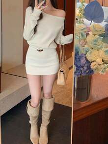 Women Short Dresses - 杏 - 查看 3