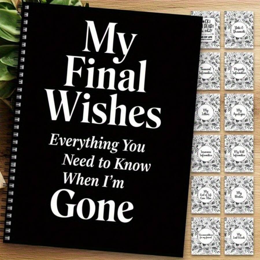 1pc Lifelong Plan Notebook - Black Paperback Journal For Final Wishes, Inheritance & Insurance Organization - Botanical Theme, No Grid Lines, No Feathers, College Ruled - Ideal For Important Document Organization, Life Planner