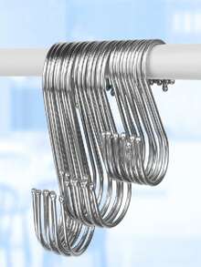 10 Peças Ganchos Super Grandes em Formato de S, Ganchos de Aço Inoxidável de Alta Resistência - Ganchos de Cozinha, Ganchos de Metal em Formato de S para Uso Doméstico, Multiuso, Ideal para Roupas, Utensílios de Cozinha, Louças, Plantas, Toalhas, Ferramentas de Jardinagem - A - Visão 1