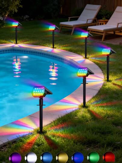 Bộ 6/4/2/1 đèn LED sân vườn năng lượng mặt trời đổi màu 13 bóng, chống nước IP65, đèn pha năng lượng mặt trời nhiều màu sắc dùng ngoài trời, trang trí Giáng sinh nhiều màu, thích hợp cho sân, vườn, cổng, hàng rào, lối đi, sân trong, hiên nhà, đường đi bộ, hồ bơi.