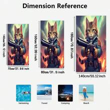 1pc Personalized Cat Battle Print Beach Towel, Super Soft Quick Dry Anti-Sand Large Bath Towel, Beach Mat For Seaside Holiday, Beach Essential - A - View 3