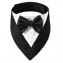 Formal Dog Tuxedo, Wedding Dog Scarf Bow Tie Set, Adjustable Pet Birthday Wedding Tuxedo Costume Suitable For Small & Medium Dogs - Black - View 10