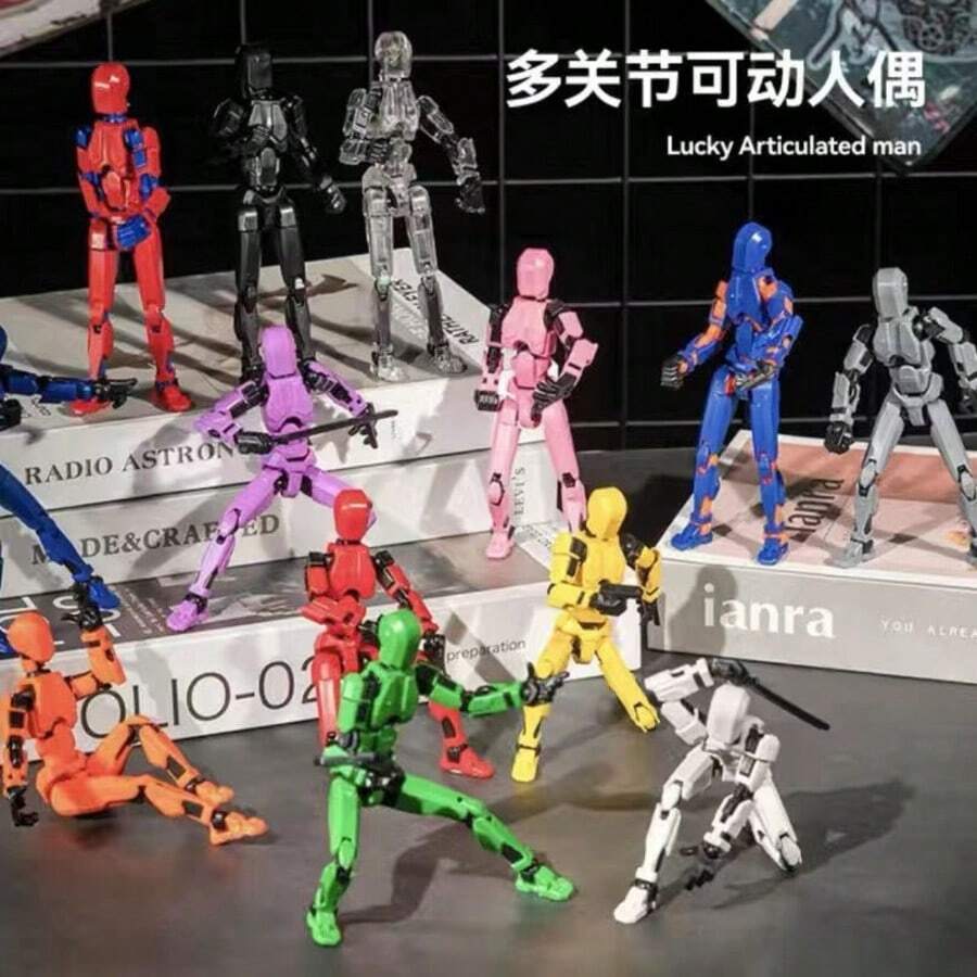 Lucky 13 Multi-Joint Movable Figure 3D Printed Dummy13 Mannequin Model Versatile Pose Assembly Doll Stress Relief Toy Boys Birthday Gift Desktop Ornament, Large Size Multi-Joint Movable Robot Action Figure Model Ornament Building Block Assembly Stress Relief, Full Body Movable Assembly Toy Model, Desktop Atmosphere Enhanced! Movable Joint Figure Ornament