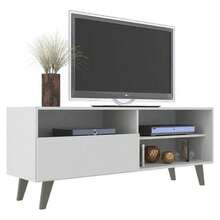 55-Inch TV Stand, Living Room Furniture, Modern Minimalist Retro Style TV Stand, Multimedia Unit With Storage Space, Ideal For The Living Room And Bedroom - 白色 - 查看 8